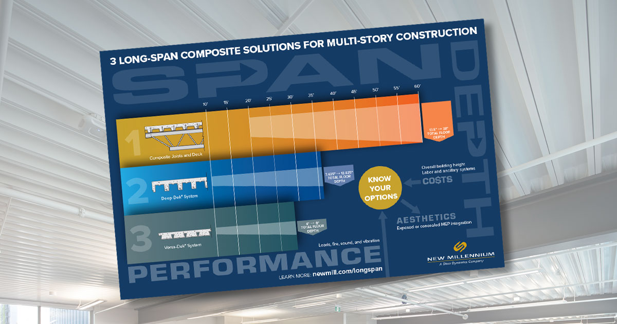 Long-span multi-story systems infographic 
